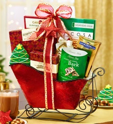 Festive Red Holiday Sleigh Gift Basket - Festive Red Sleigh
