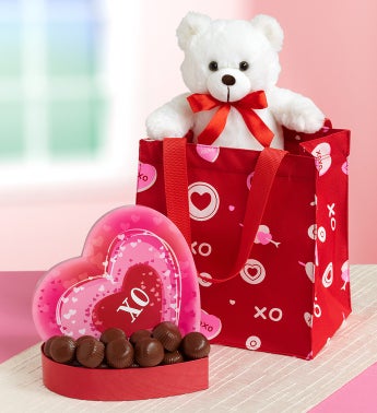 True Love Teddy & Chocolates in Tote