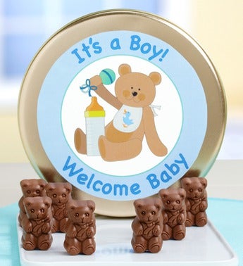 Welcome Baby! Milk Chocolate Teddy Bears Tin