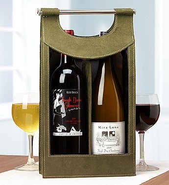 Cabernet & Chardonnay Olive Green Wine Gift Tote