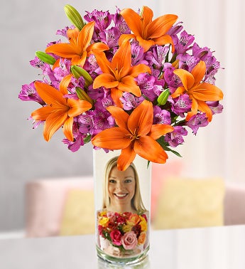 Autumn Lily Medley with Personalized Vase