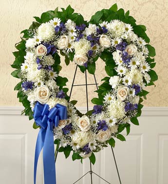 blue and white open heart