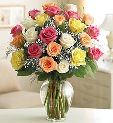 Funeral Flowers by 1800Flowers. com - Two Dozen Multicolored Roses for Sympathy