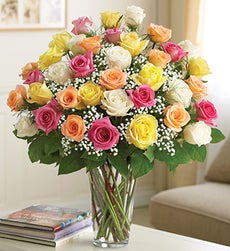 Funeral Flowers by 1800Flowers. com - Three Dozen Multicolored Roses for Sympathy