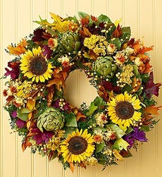 Hello Sunshine Sunflower Wreath and Yankee Candle - Autumn Sunflower Wreath