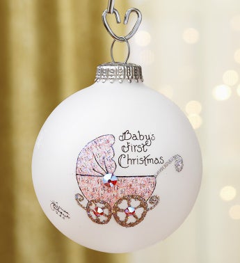 Baby Girls First Christmas Ornament Pink Baby Girls First Christmas Ornament Pink