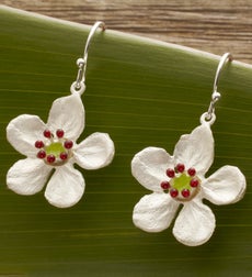 Survivor Tree Single Flower Wire Drop Earrings