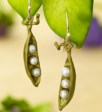 Pea Pod Small Drop Earrings