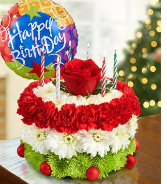 happy birthday cake with flowers