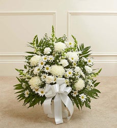 Funeral Flowers by 1800Flowers. com - White Sympathy Floor Basket - Small