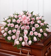 Cherished Memories Rose Half Casket Cover - Pink