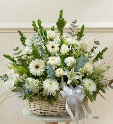 Funeral Flowers by 1800Flowers. com - White Sympathy Arrangement in Basket
