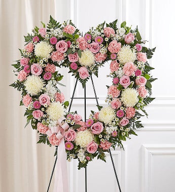 Always Remember Floral Heart Tribute - Pink
