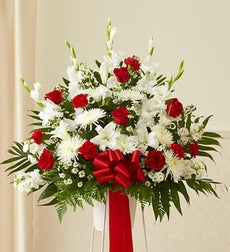 Funeral Flowers by 1800Flowers. com - Heartfelt Sympathies Standing Basket-Red & White - Medium