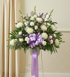 Funeral Flowers by 1800Flowers. com - Heartfelt Sympathies Standing Basket - Lavender - Small