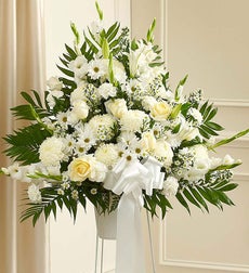 Funeral Flowers by 1800Flowers. com - Heartfelt Sympathies Standing Basket - White - Medium