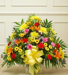 Funeral Flowers by 1800Flowers. com - Heartfelt Tribute Floor Basket Arrangement- Bright - Medium