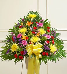 Funeral Flowers by 1800Flowers. com - Heartfelt Sympathies Standing Basket - Bright