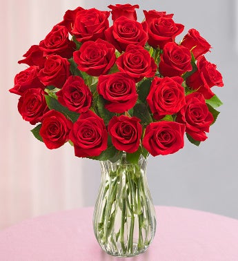Romantic Red Roses + Free Vase