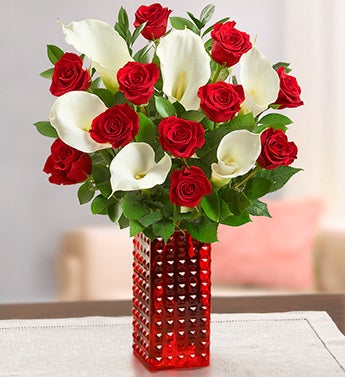 Stunning Red Rose and White Calla Lily