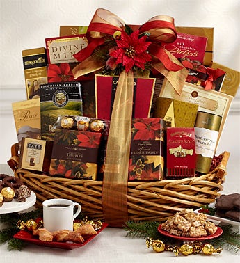 Poinsettia Holiday Basket - 1800baskets.com