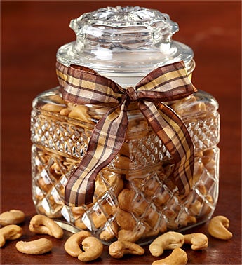 Vintage Pressed Glass Jar with Jumbo Cashews