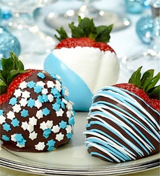 Fannie May Hanukkah Chocolate Strawberries - Hanukkah Dipped Strawberries 6ct