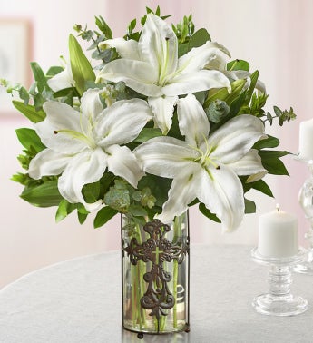 All White Lily Bouquet for Sympathy