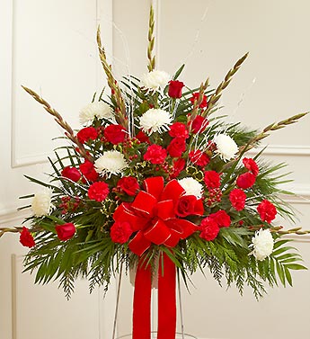Sympathy Standing Basket in Christmas Colors