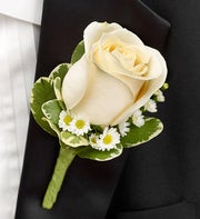 Blue and White Boutonniere