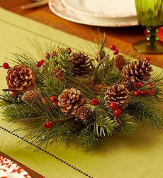 Small Pinecone & Berry Candle Ring