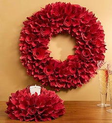 Redwood Rose Wreath - Wreath and Candle Ring