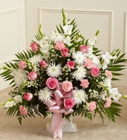 Pink & White Sympathy Floor  Basket