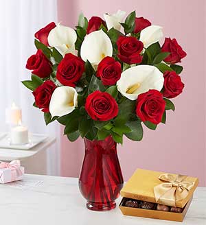 Red Rose & Calla Lily Bouquet for  Valentine's Day Shop Now