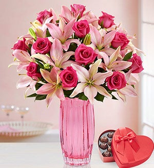 Pink Rose & Lily Bouquet Shop Now