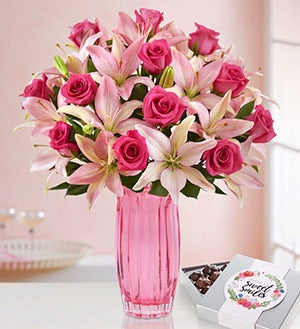 Magnificent Pink Rose & Lily Bouquet Shop Now