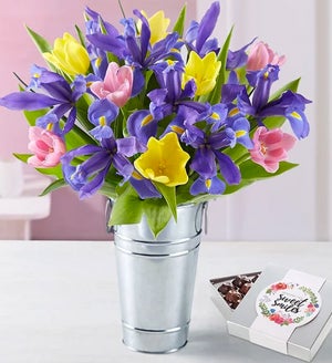 Fanciful Spring Tulip & Iris Bouquet
