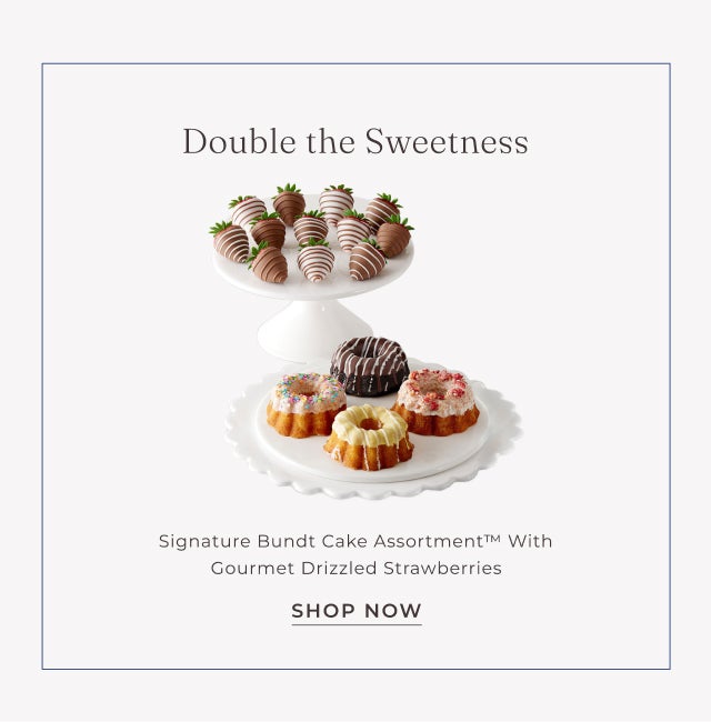 SIGNATURE BUNDT CAKE ASSORTMENT WITH GOURMET DRIZZLED STRAWBERRIES