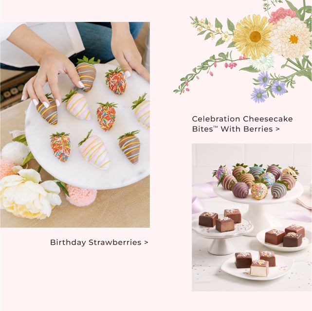 Celebration Cheesecake Bites With Berries & Birthday Strawberries