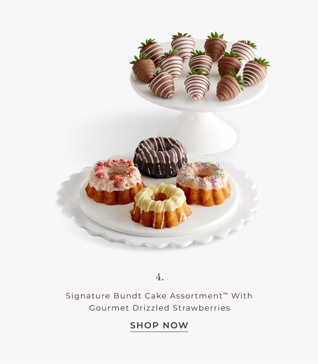 SIGNATURE BUNDT CAKE ASSORTMENT WITH GOURMET DRIZZLED STRAWBERRIES