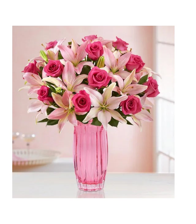 Magnificent Pink Rose & Lily Bouquet