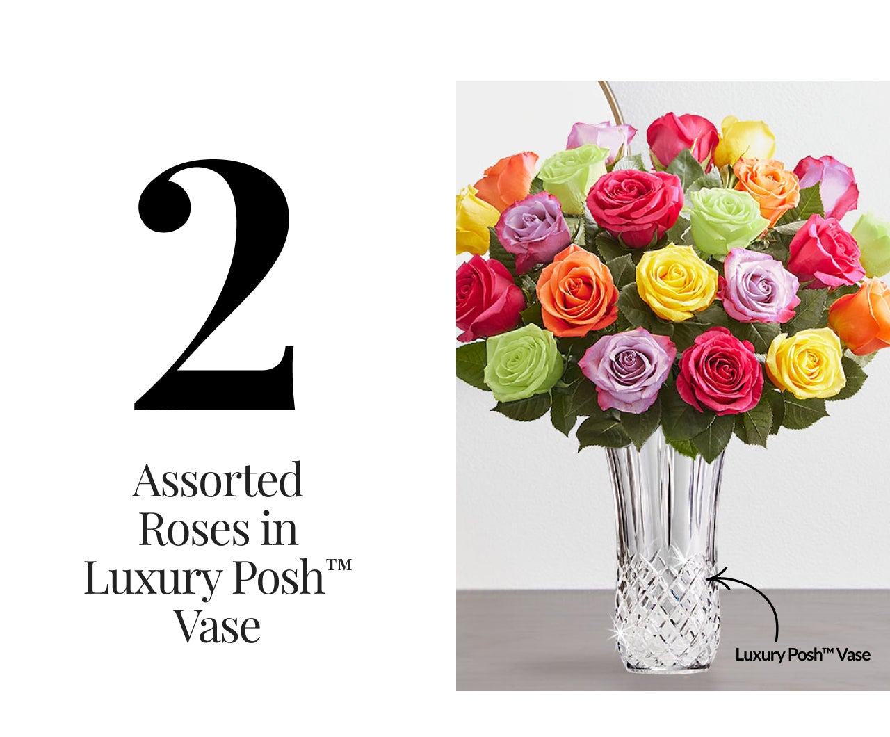 ASSORTED ROSES IN LUXURY POSH VASE