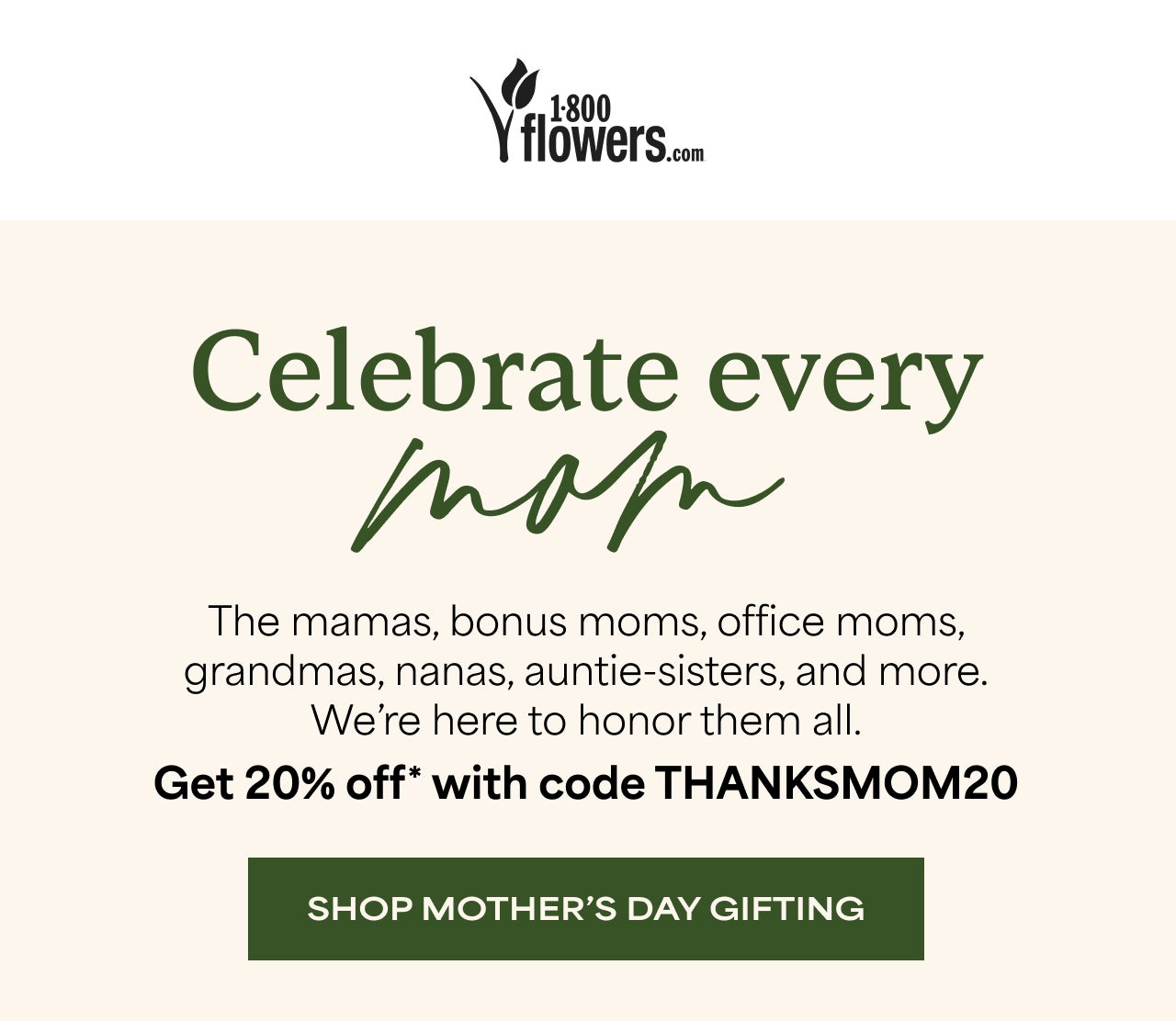 Get 20% off with code THANKSMOM20