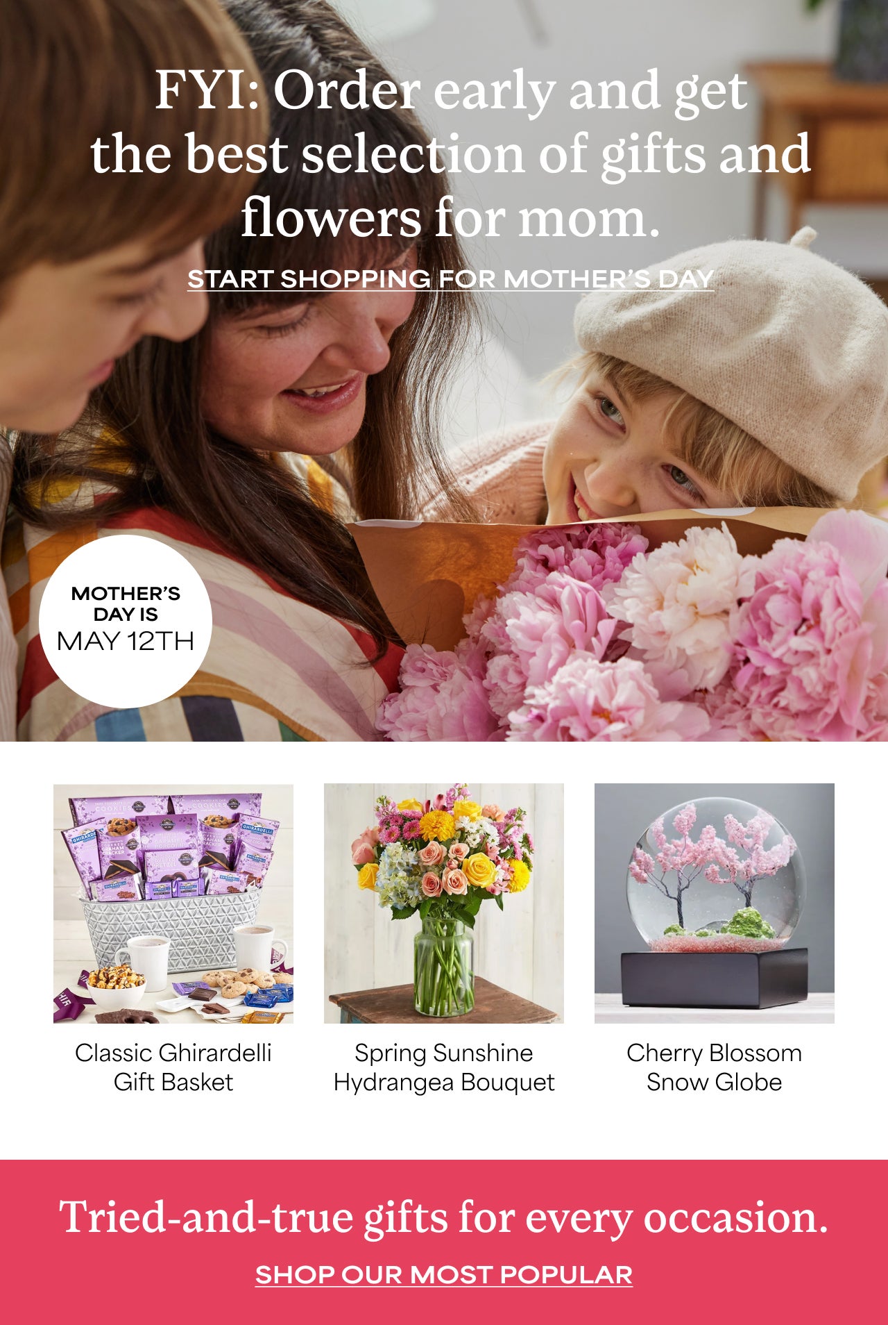 START SHOPPING FOR MOTHER'S DAY