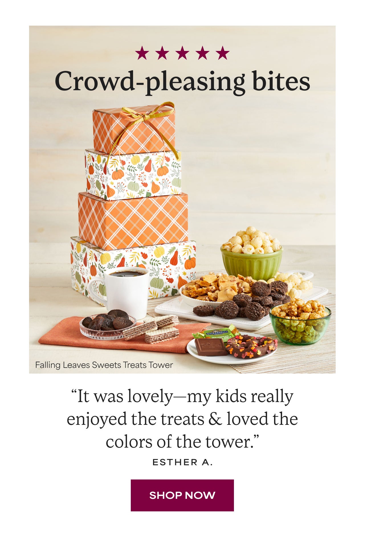 Crowd-pleasing Bites | Fall Leaves Sweets Treats Tower