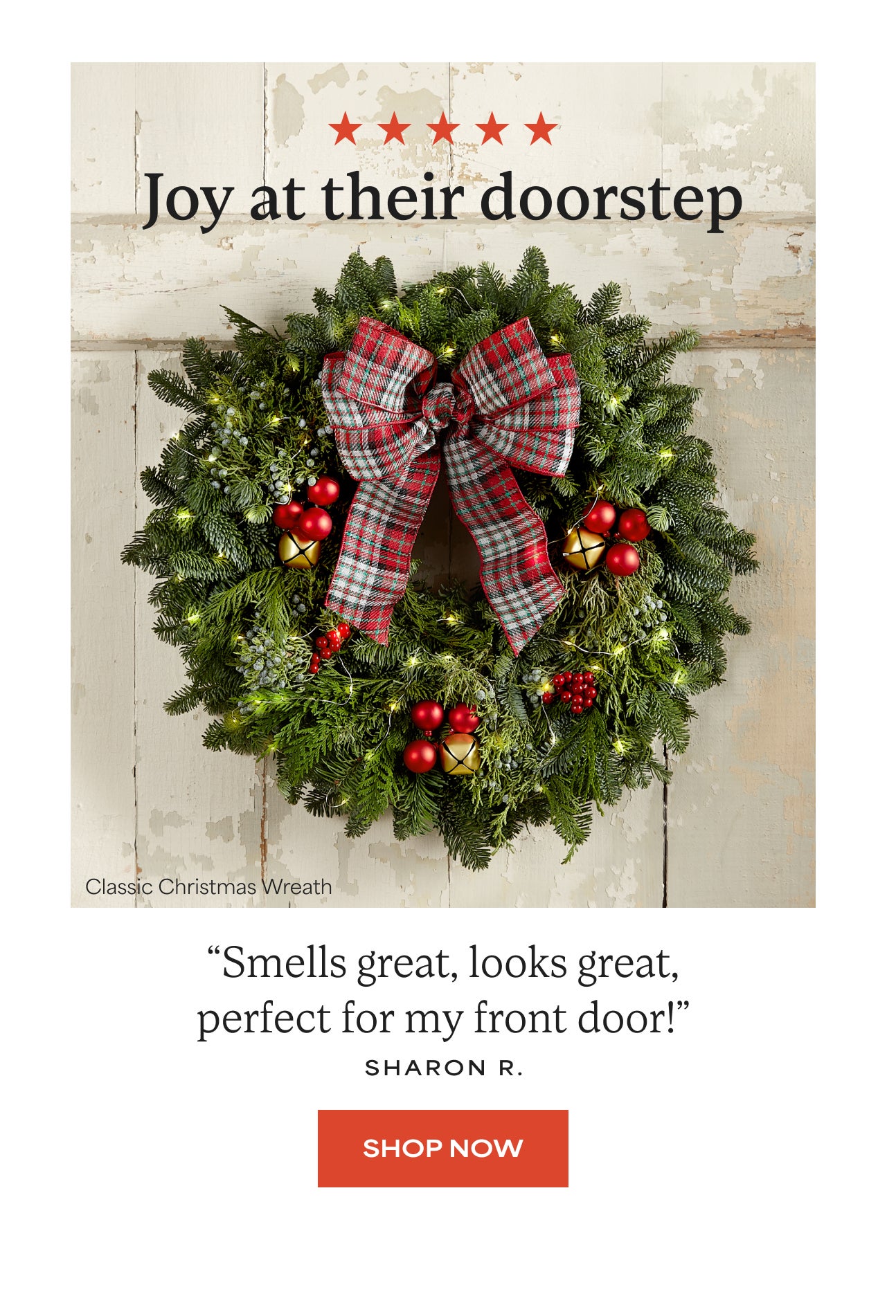 Joy At Their Doorstep | Farmhouse Christmas Wreath | Shop Now