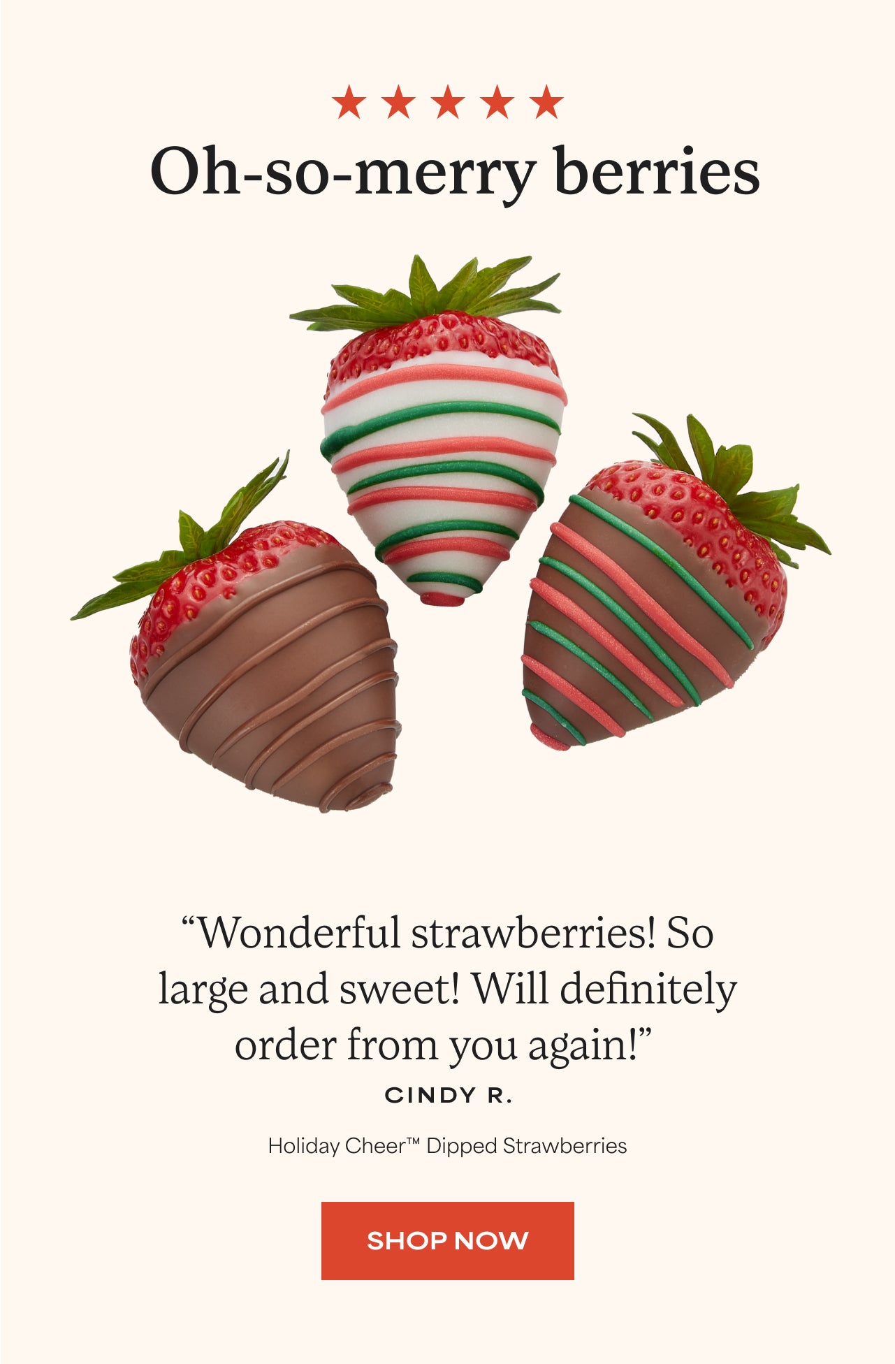 Oh-so-merry berries | Holiday Cheer Dipped Strawberries | Shop Now