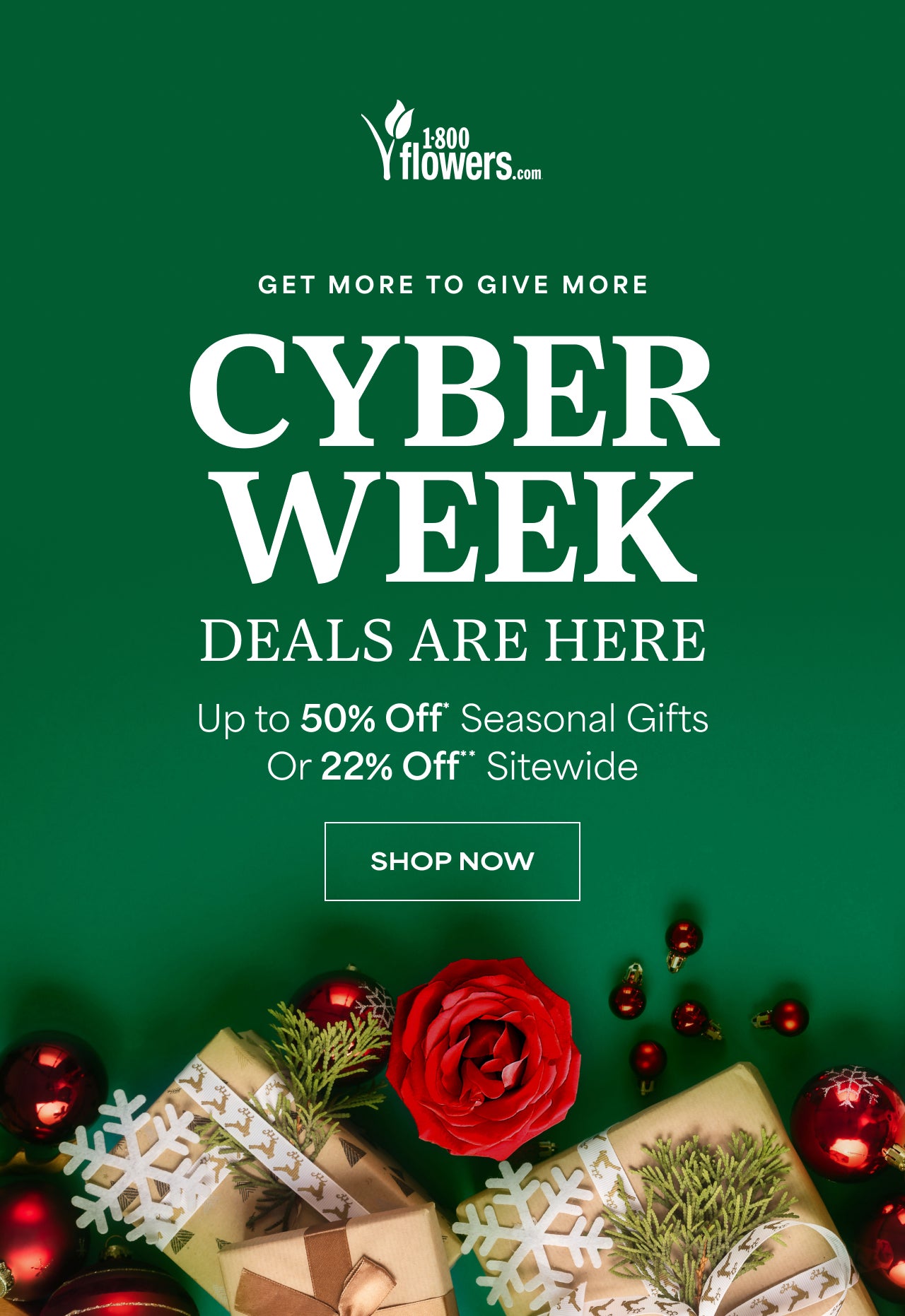 Get More to Give More | Cyber Week Deals | Up to 50% Off Seasonal Gifts Or 22% Off Sitewide | Shop Now