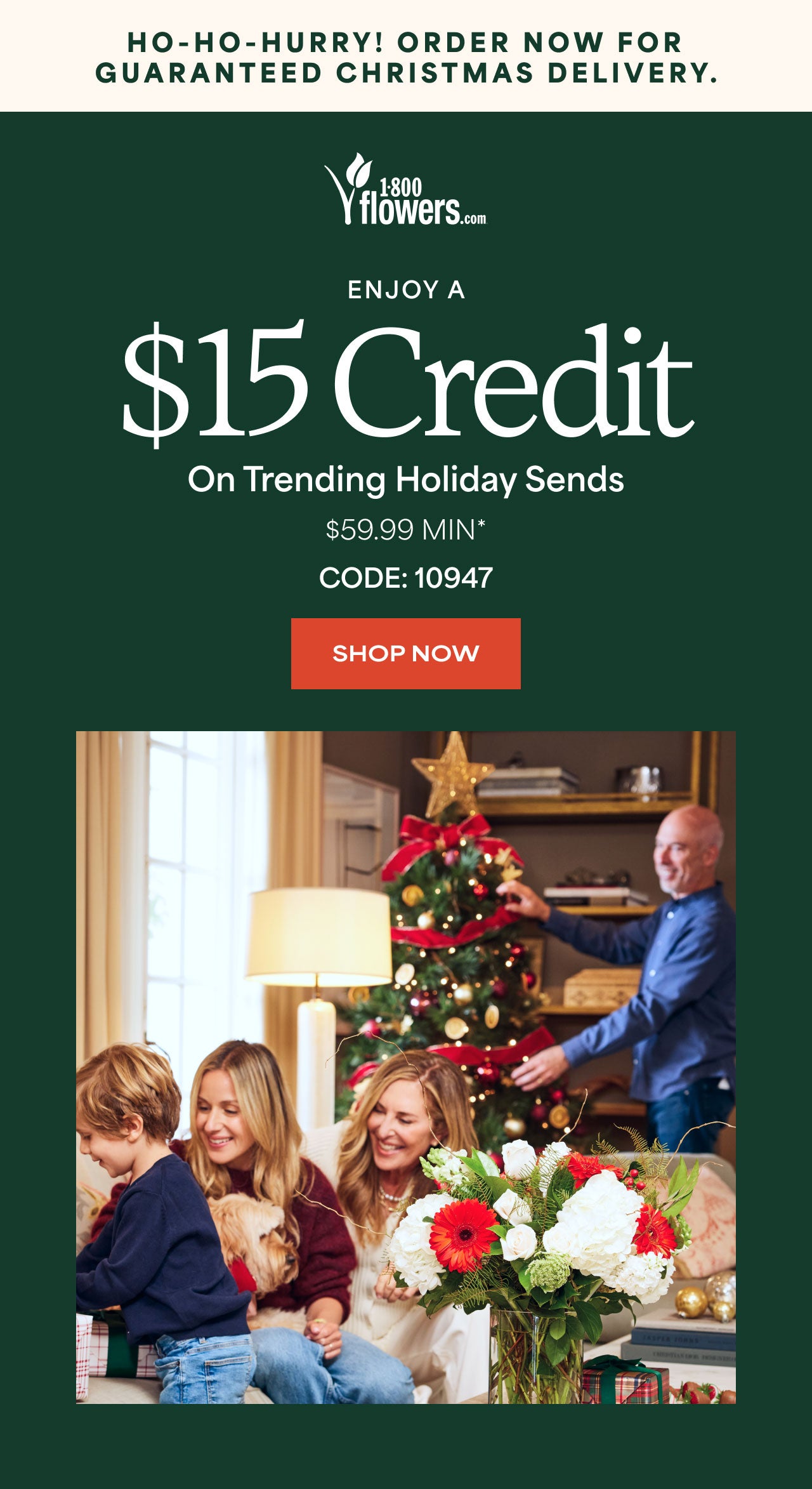 Enjoy a $15 Credit on Trending Holiday Sends | $59.99 Min | Code 10947 | Shop Now