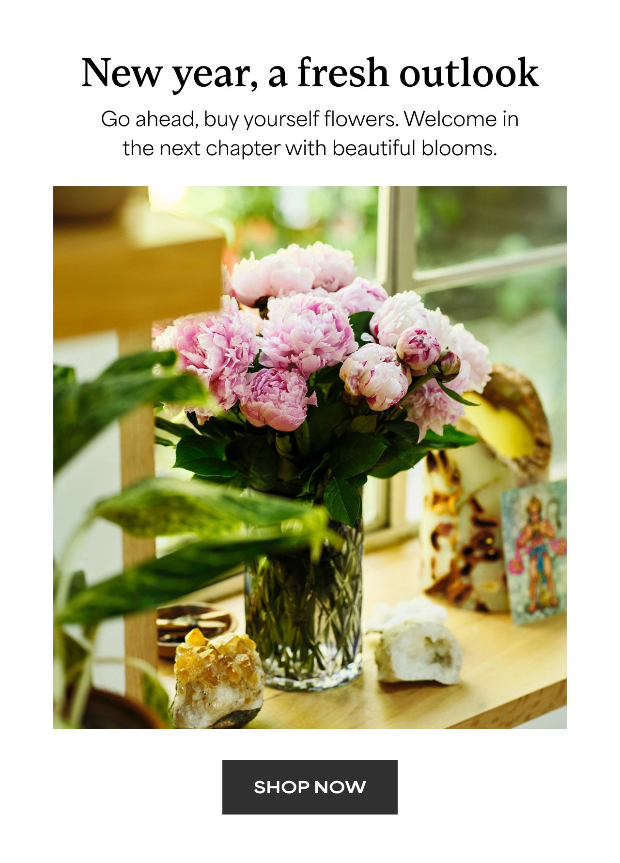 New year, a fresh outlook | Go ahead, buy yourself flowers. Welcome in the next chapter with beautiful blooms | Shop Now